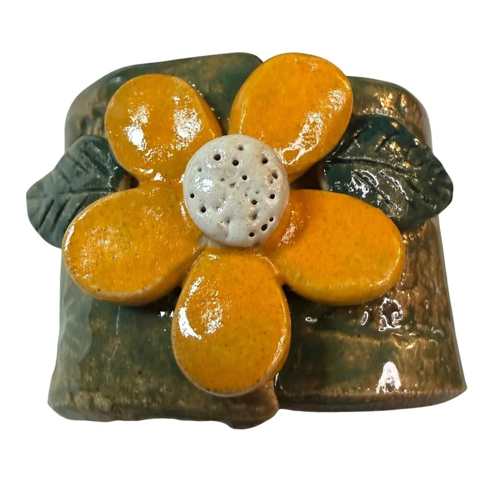 Vintage Handmade Napkin Rings Cottagecore Ceramic Floral Tablescape Set of 4